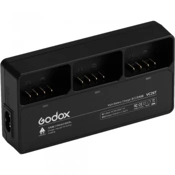 Godox VC26T Cargador triple para bateria VB26 (lámparas V1)
