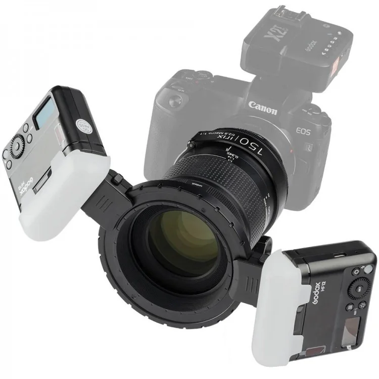 Kit Macro per Canon Obiettivo Irix Dragonfly da 150mm + Godox MF12 K2