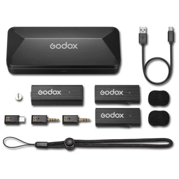 Godox MoveLink Mini UC Kit 2 (Preto Clássico) Sistema de Microfone 2,4 GHz